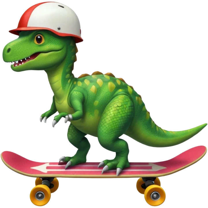 Dinosaur on a skateboard emoji