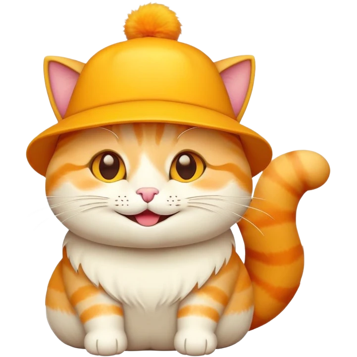 cheese cat wearing a yellow hat emoji