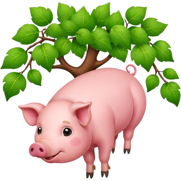Pig upside down in a tree emoji