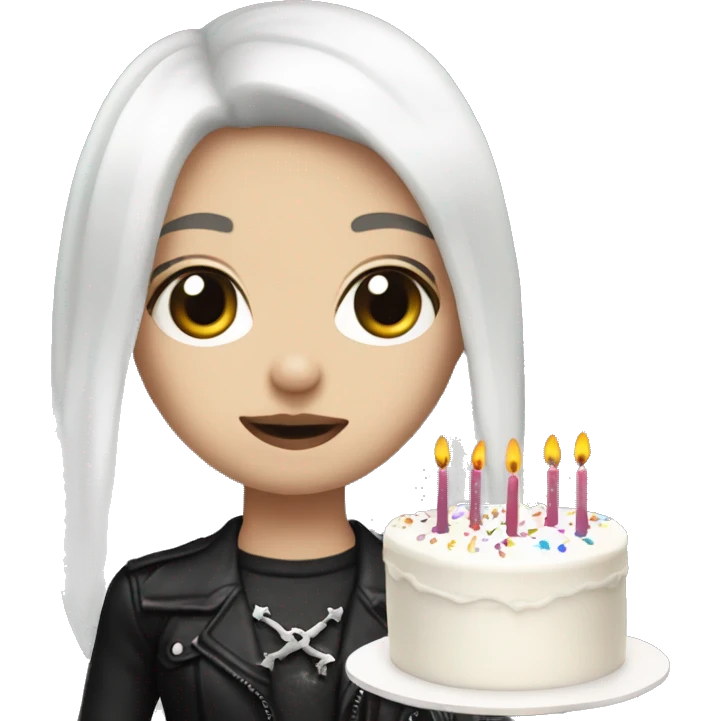 goth metallica white skin girl with a birthday cake  emoji