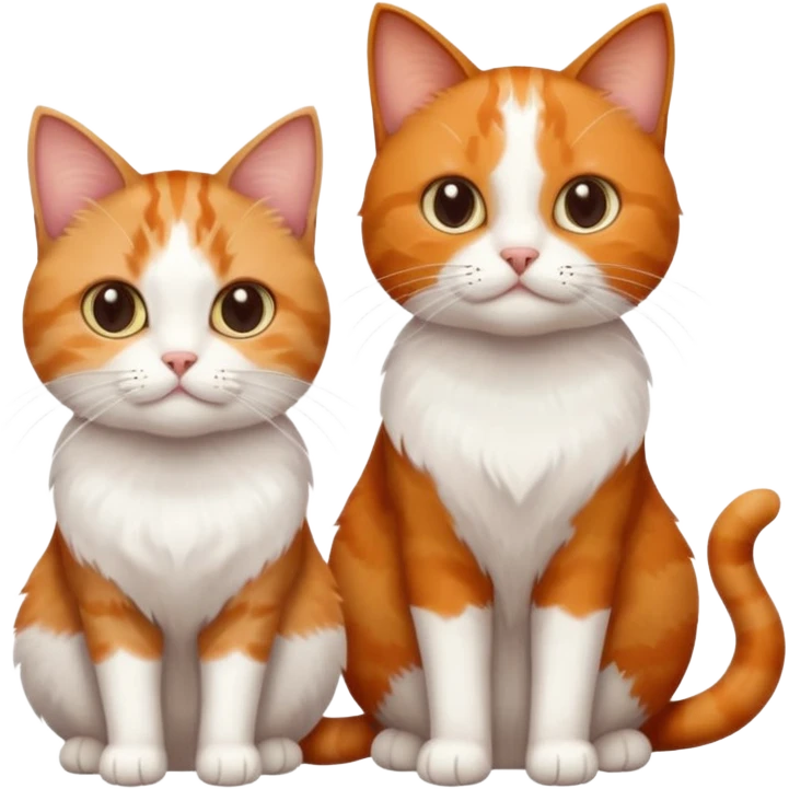 3 sibling cats all various different natural colours; 1 is ginger and white, the next is brown tabby and white and the third is a calico emoji