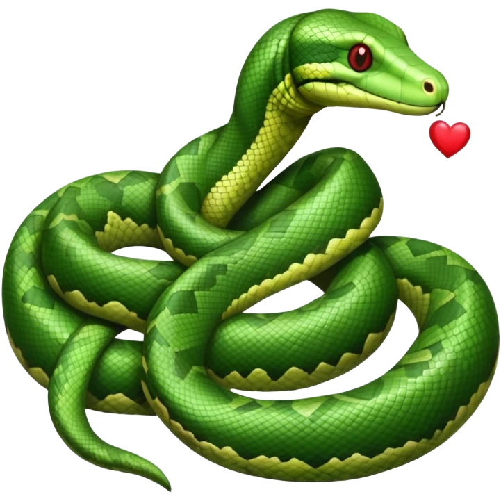 Green Boa constrictor with a heart  emoji