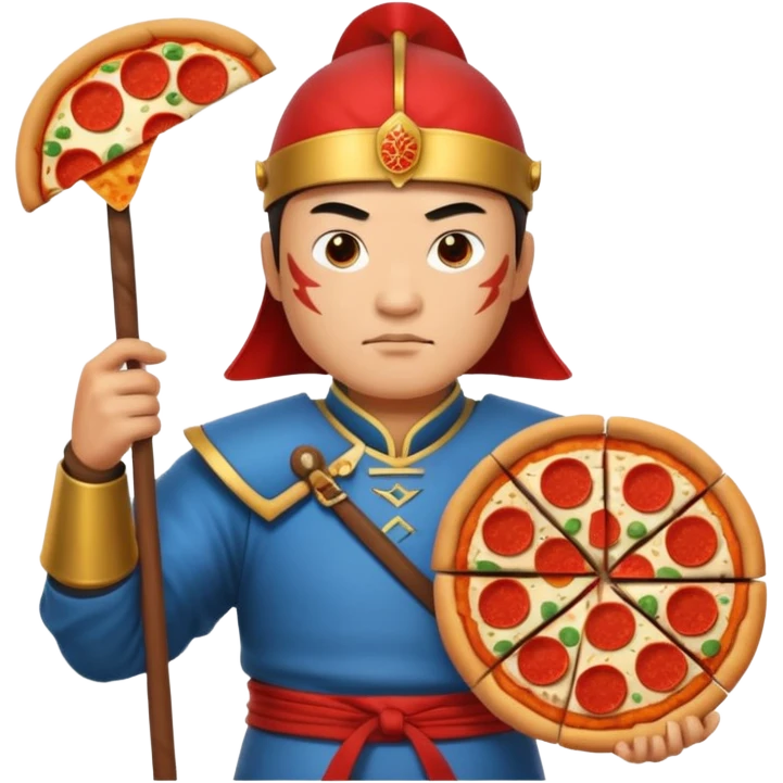 chinese ancient warrior with pizza emoji