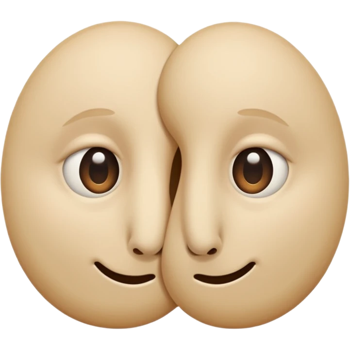 Two beige circles squished together , with a single long nose  emoji
