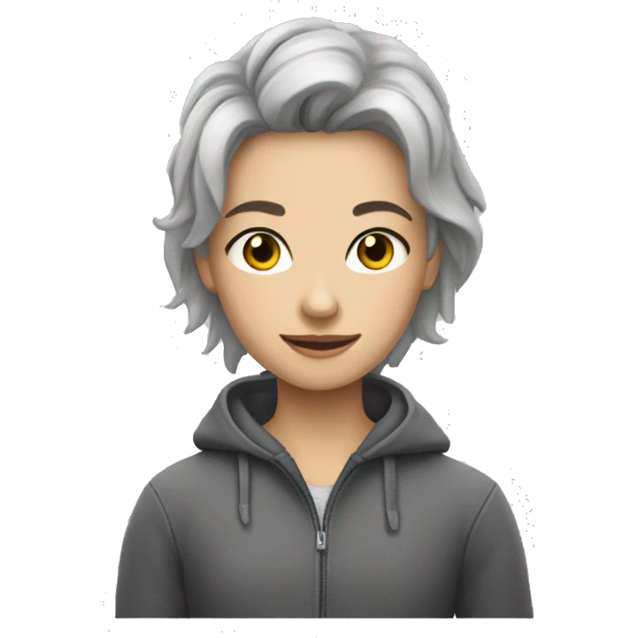 Девушка и серый кот emoji