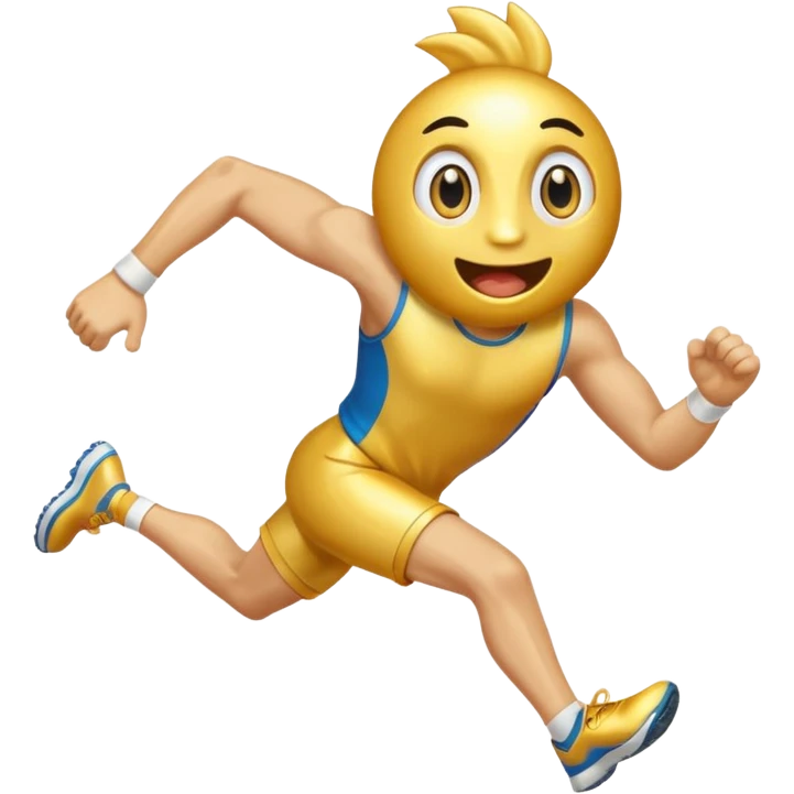 athletic coin with eyes, mouth, arms and legs emoji