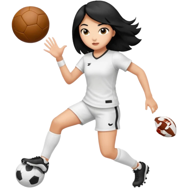 girl tha plays football black hair white emoji