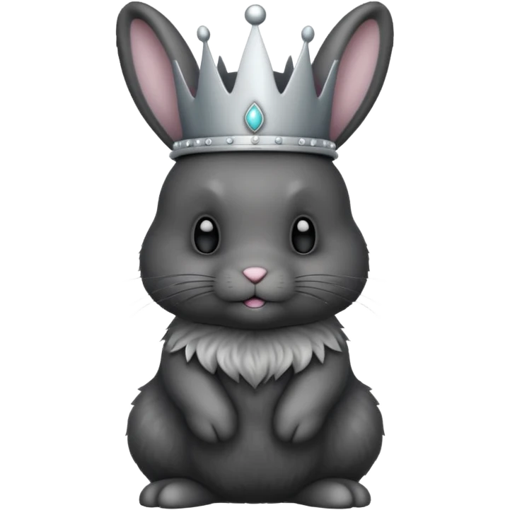 black bunny with silver crown emoji