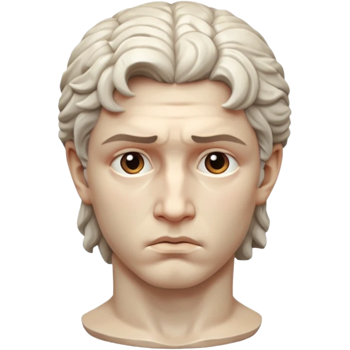 Michelangelo's statue of David looking sad, no skin color tones emoji