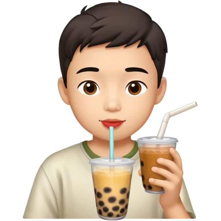 A boy drinking Boba emoji