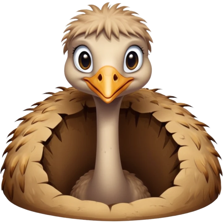 Ostrich with it's head inside a hole in the ground only it's body and neck visible emoji