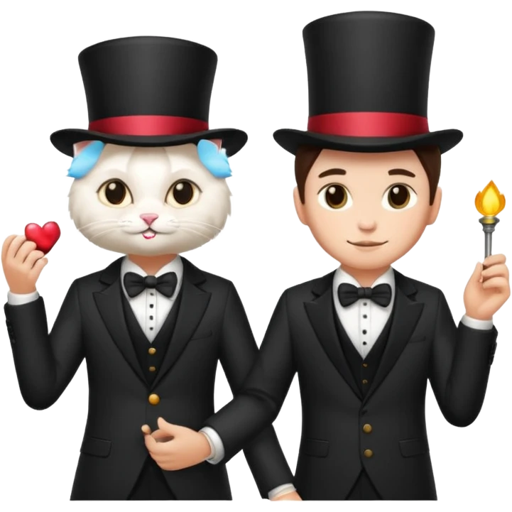 magician couple and their pet cat emoji