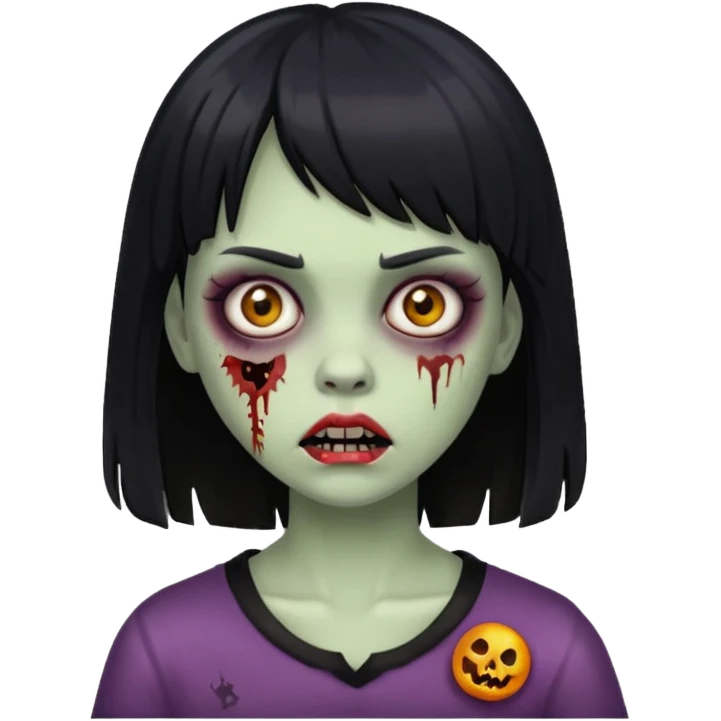 girl zombie with black bangs emoji