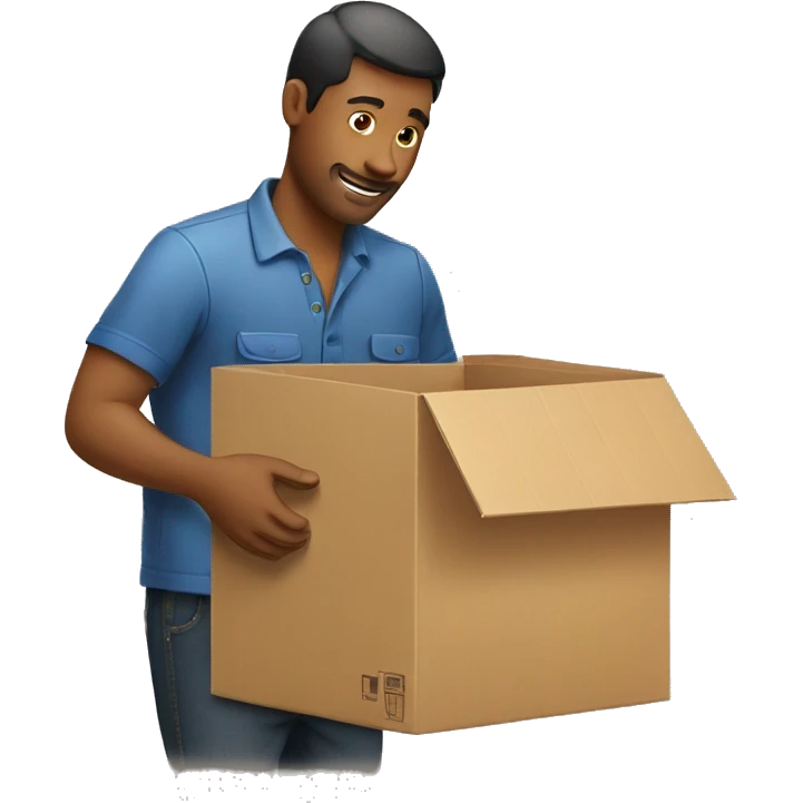 a man packing an item to a box emoji