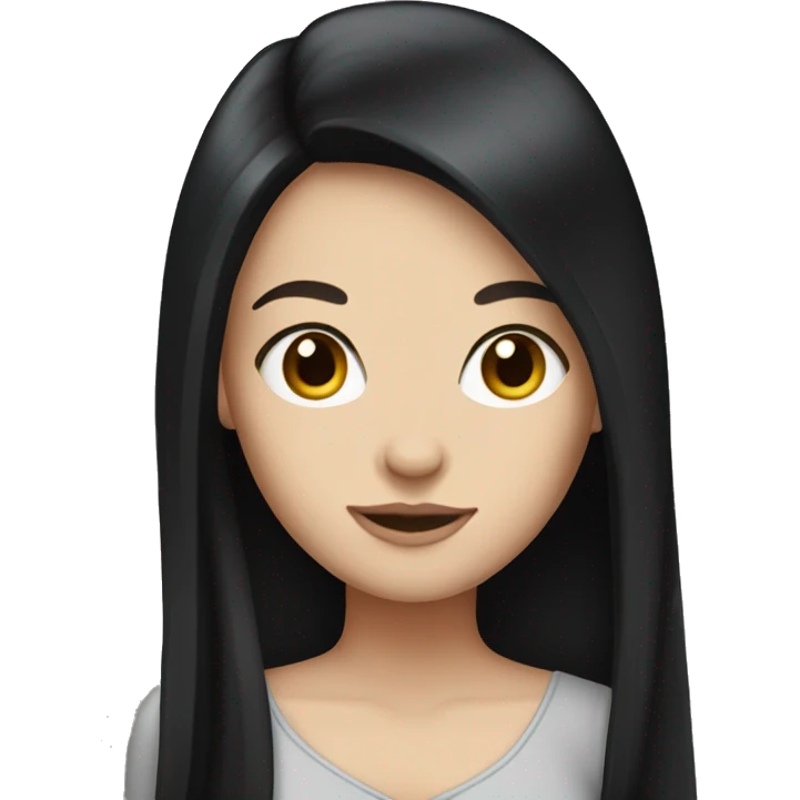 white girl with long black hair emoji