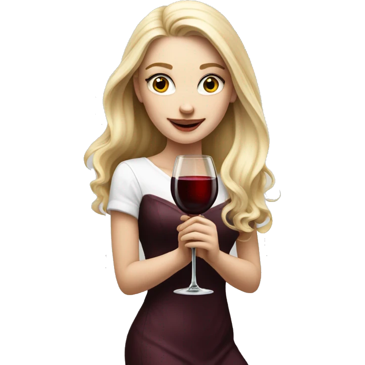 Blonde White Elegant girl with red wine, HYPER REALISTIC  emoji