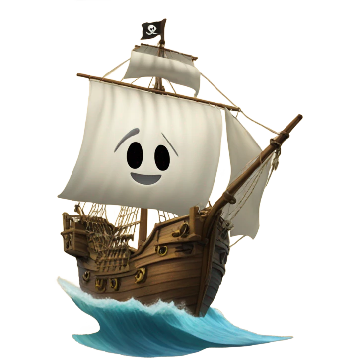 My face on a sail of a pirate ship emoji