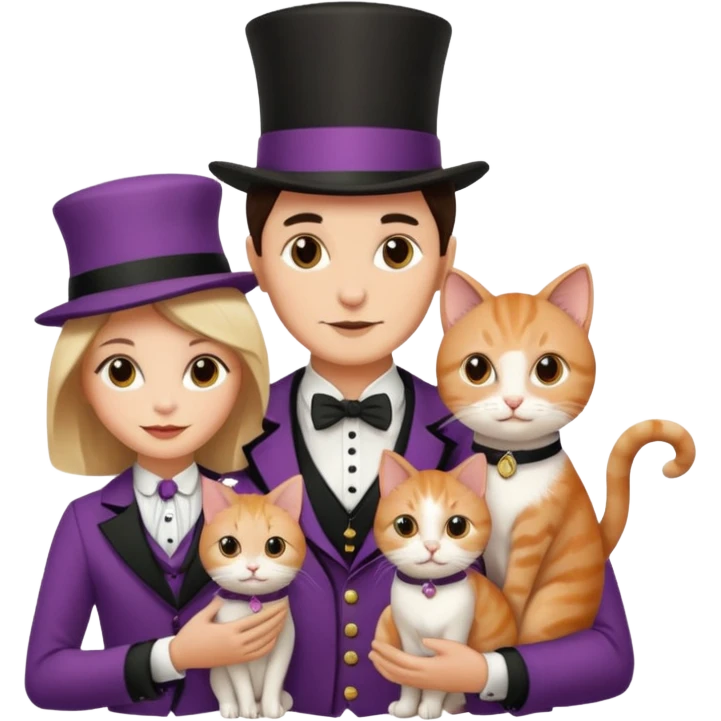 magician couple and their pet cat emoji