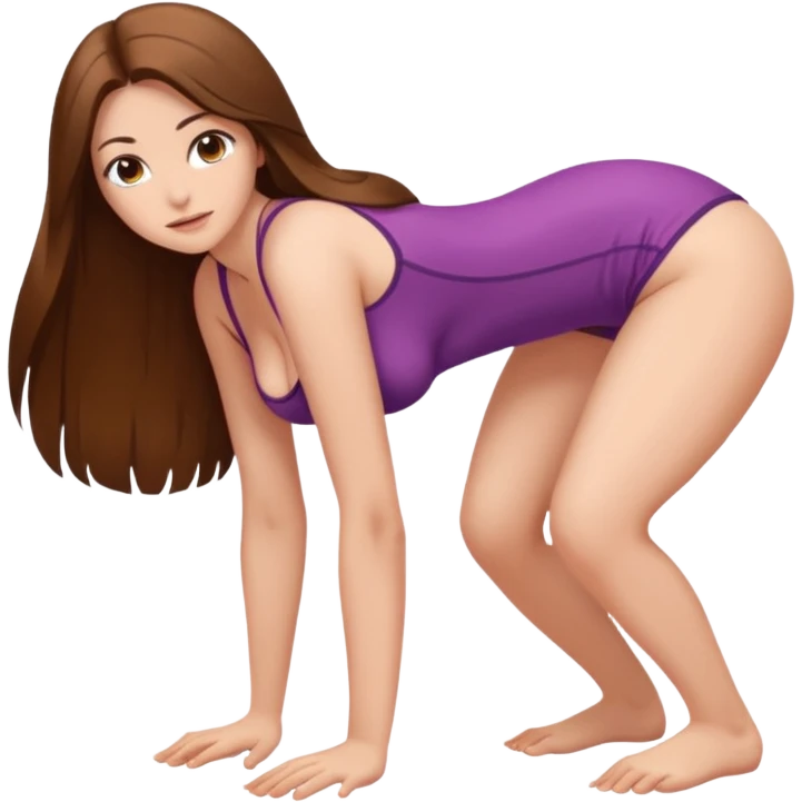 Голая девушка с большими сиськами во весь рост стоит раком emoji