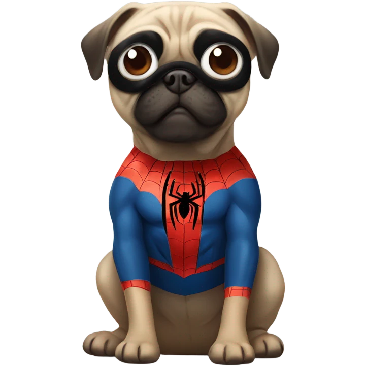 Pug with spider man costume emoji