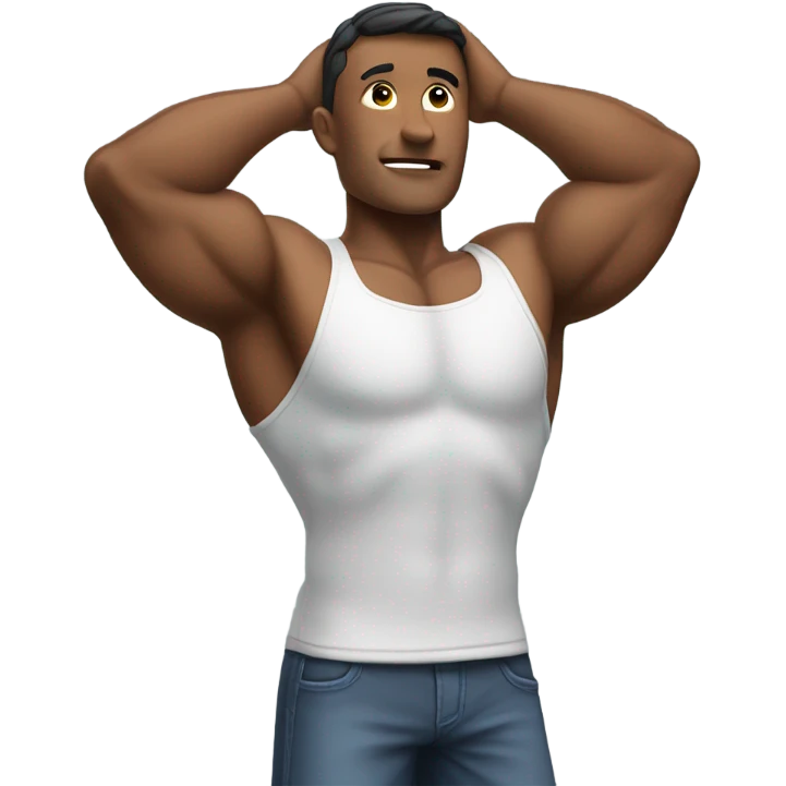 muscle man figure hands behind your head emoji