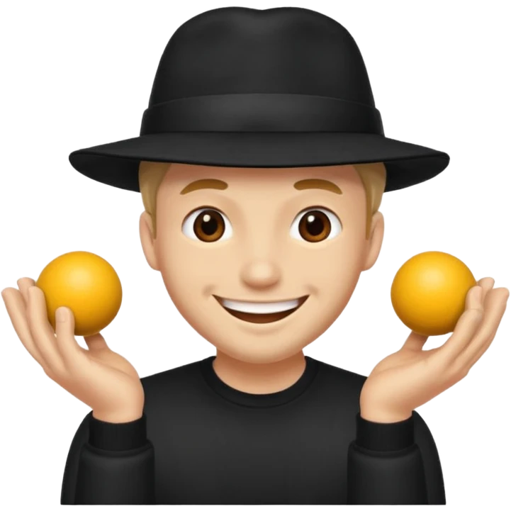 man in black hat smiling superstitiously and squeezing his balls emoji