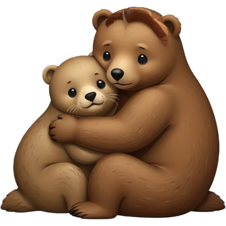 small seal hugging a brown bear emoji