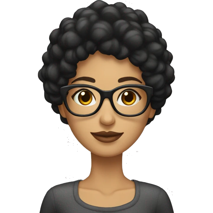 Mujer morena pelo largo negro y lentes emoji