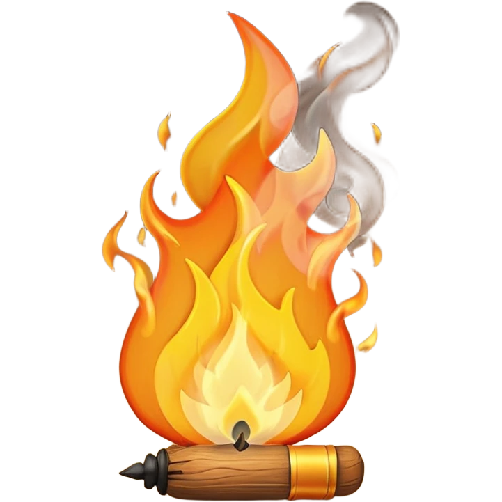 a lit match with a burning flame, simple and clear emoji