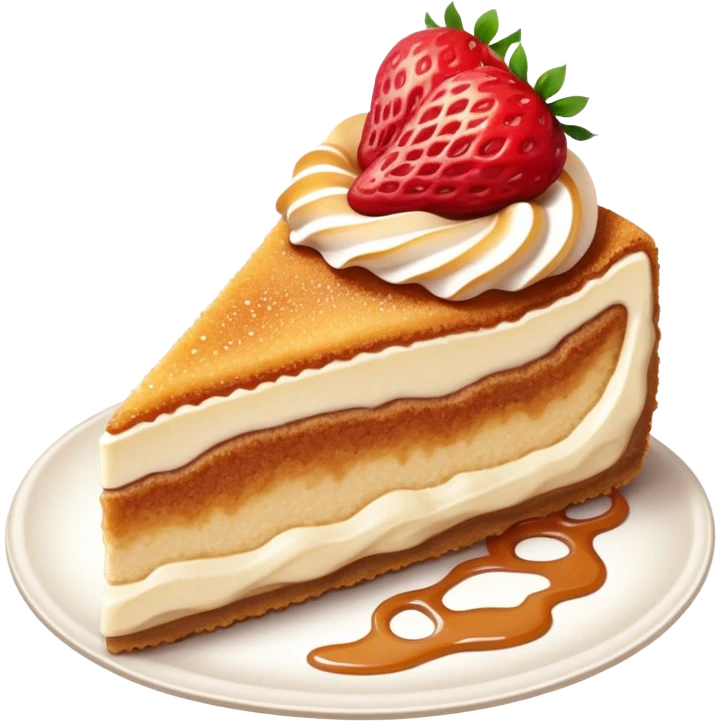 one slice of churro cheesecake with strawberries on top emoji