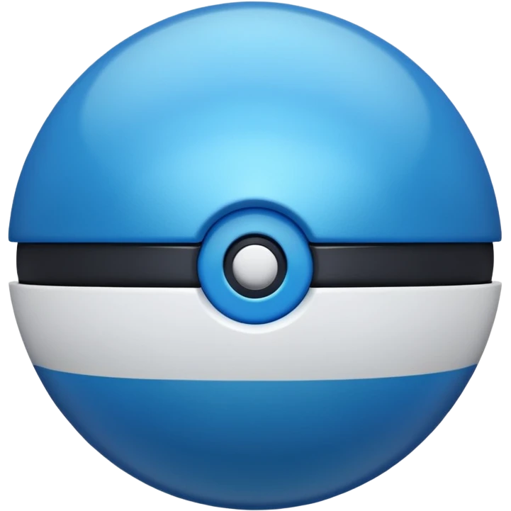 blue pokeball emoji, top half is a more saturated blue, bottom half is white, black stripe, with a metallic sheen emoji
