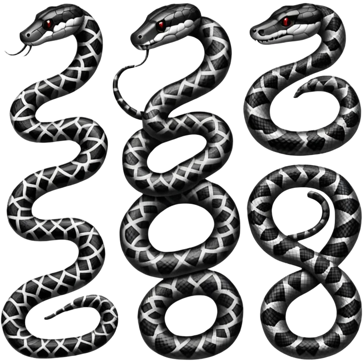 Numbers from 0 to 9 with black and white snake print emoji