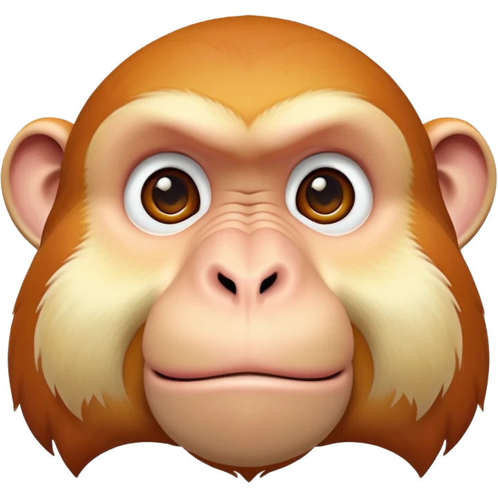 proboscis monkey face, floating, neutral expression, soft and even lighting, color corrected, sharp emoji