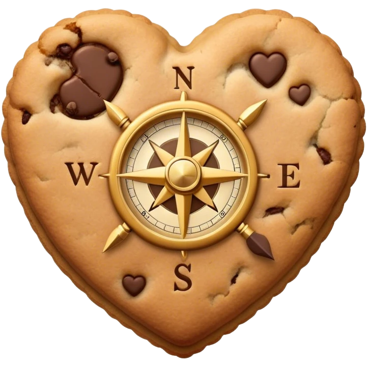cookie heart with compass emoji