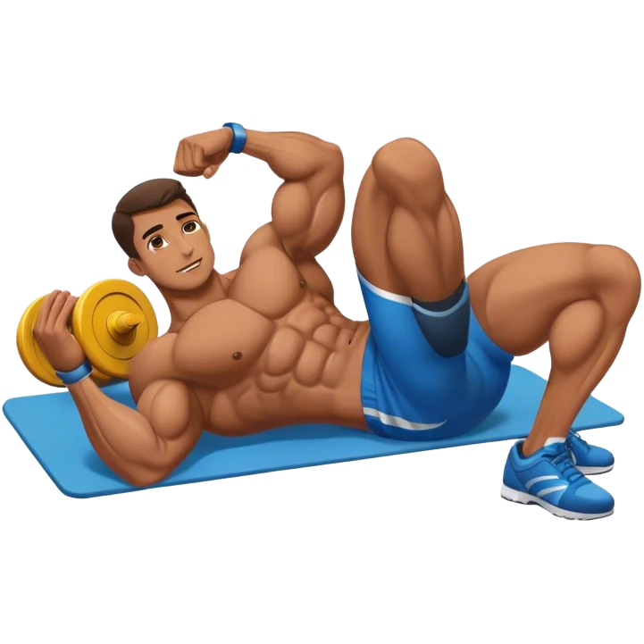 bodybuilder laying down abs exercise emoji