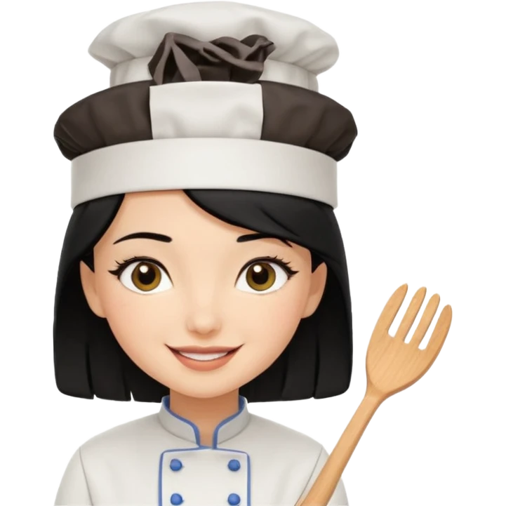 Create a cute girl, black hair, Middle Eastern with lashes  chef🧑‍🍳 emoji emoji