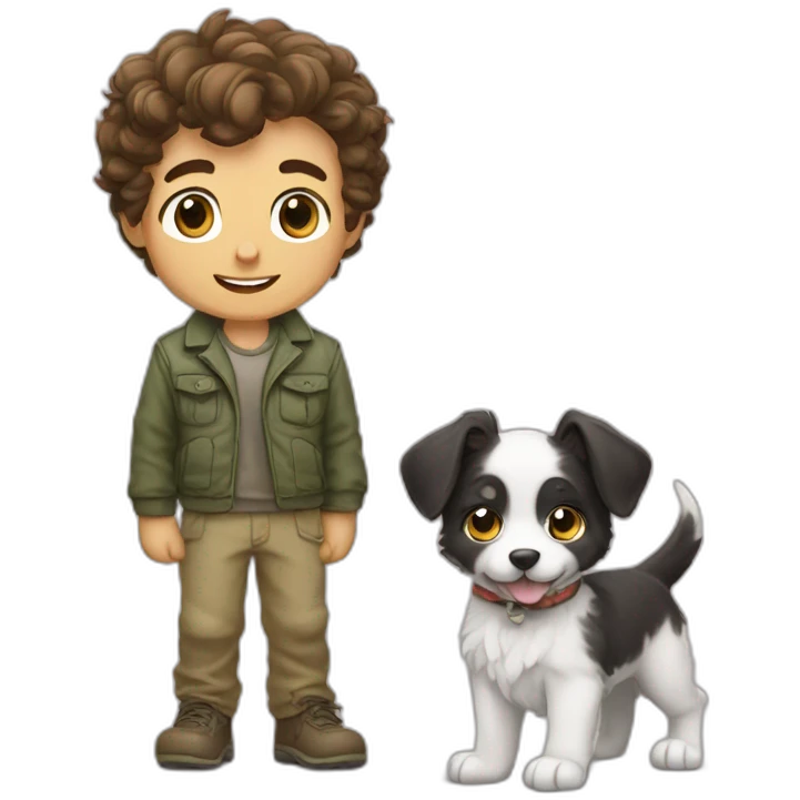 Aussie puppy and his master emoji