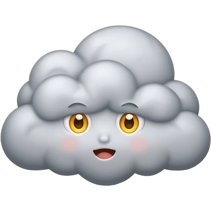 cute Thunderstorm Cloud, eyes, gray emoji