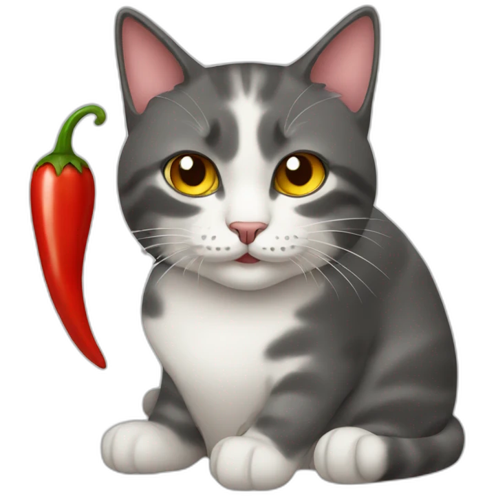 cat with a chili pepper emoji