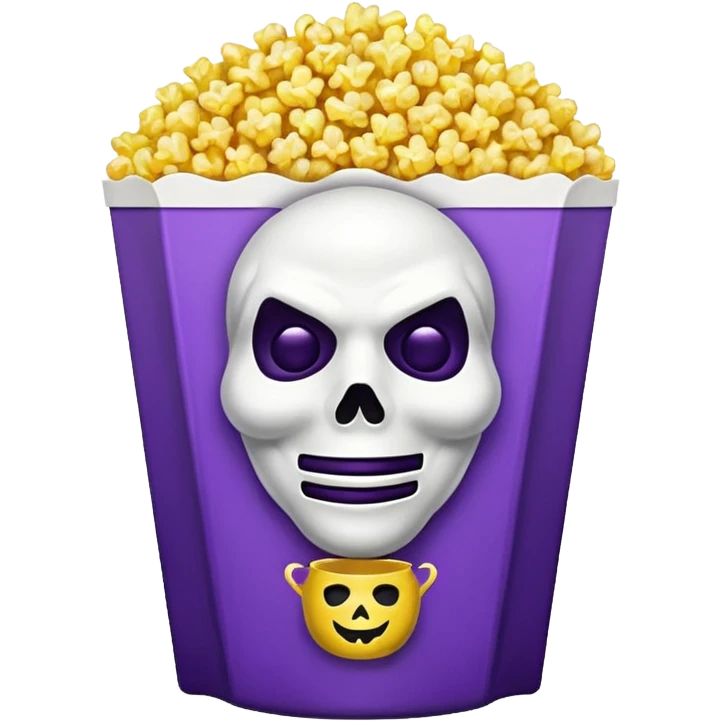 Glitter purple and yellow popcorn with ghostface mask in packaging emoji