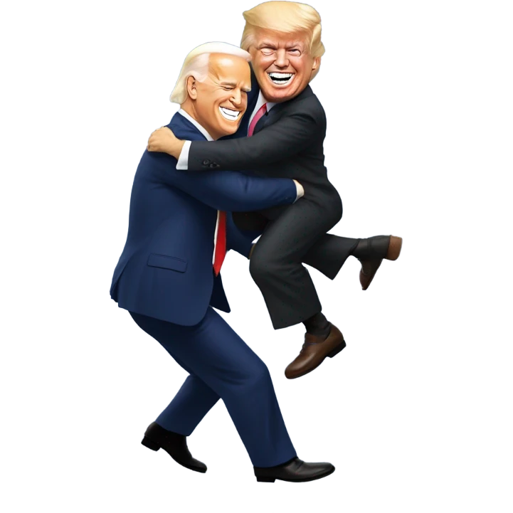 Donald Trump giving Joe Biden a piggyback ride ￼ emoji