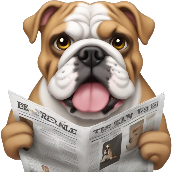 english bulldog reading newspaper emoji