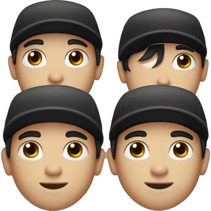 white boy, with a black hair, brown eyes and with a black cap emoji