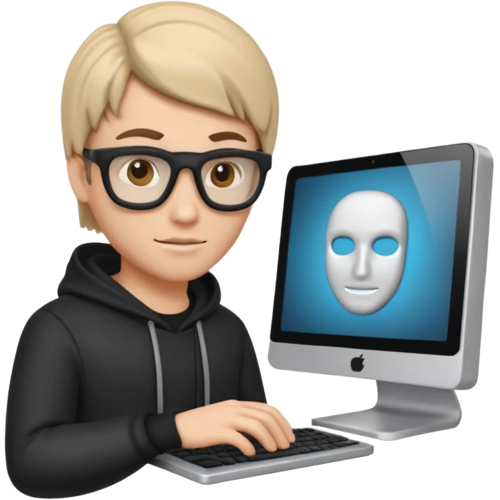 a 3d hacker with computer emoji