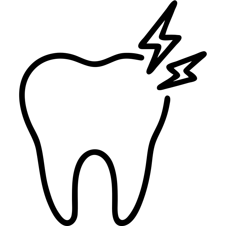 a black and white outline of a toothache emoji