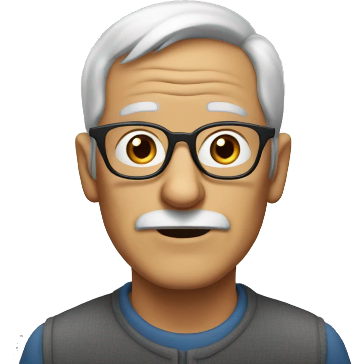 an elderly man without a mustache and glasses emoji