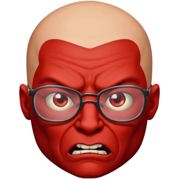 Devil man with rectangular glasses angry bald emoji