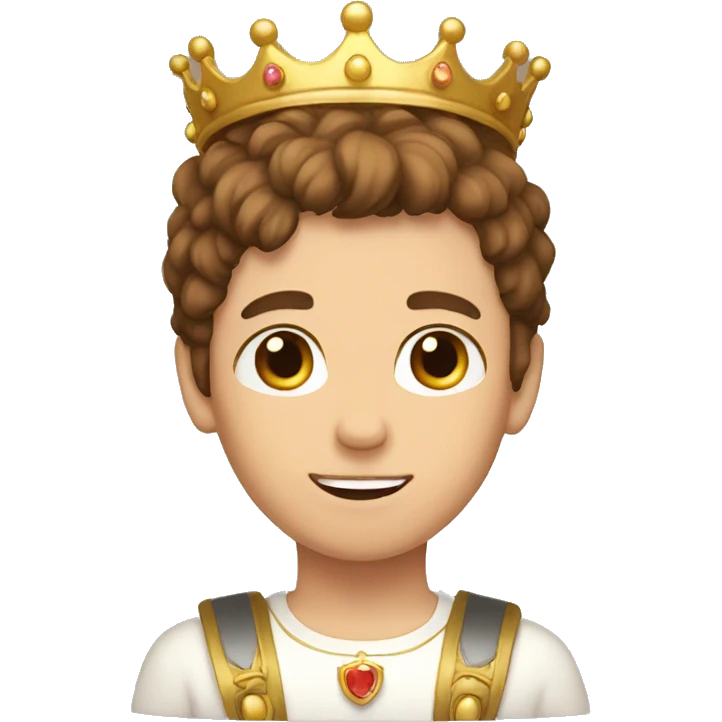 Brown hair boy with crown on his head emoji