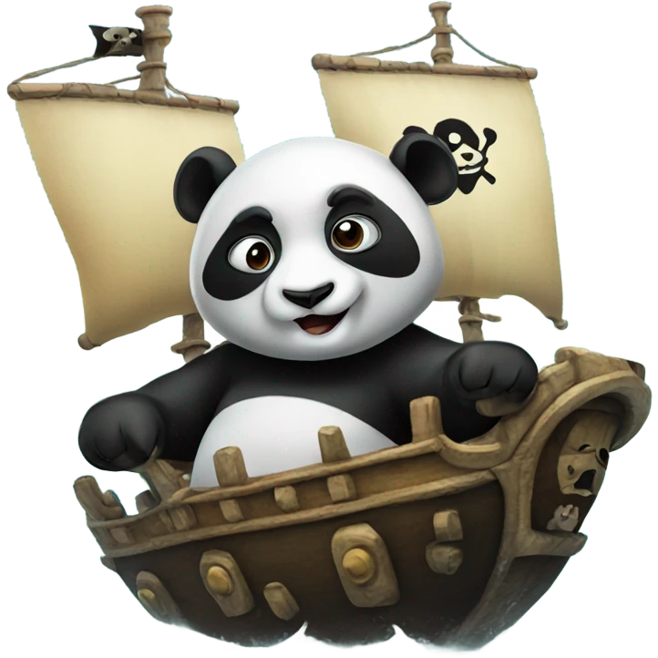 Panda with pirate ship emoji
