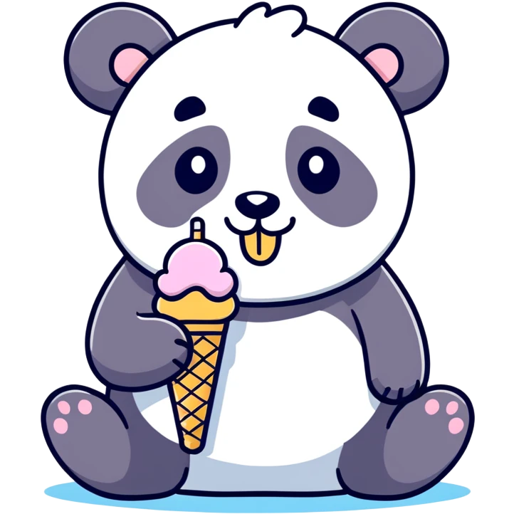 Panda eating ice cream emoji